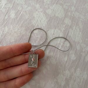 Silver Pendant Necklace with Rose Detail